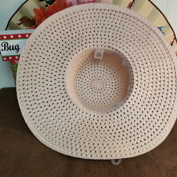 Woven Sunhat Blush Pink w/Metallic Gold Band - Picture 4 of 5